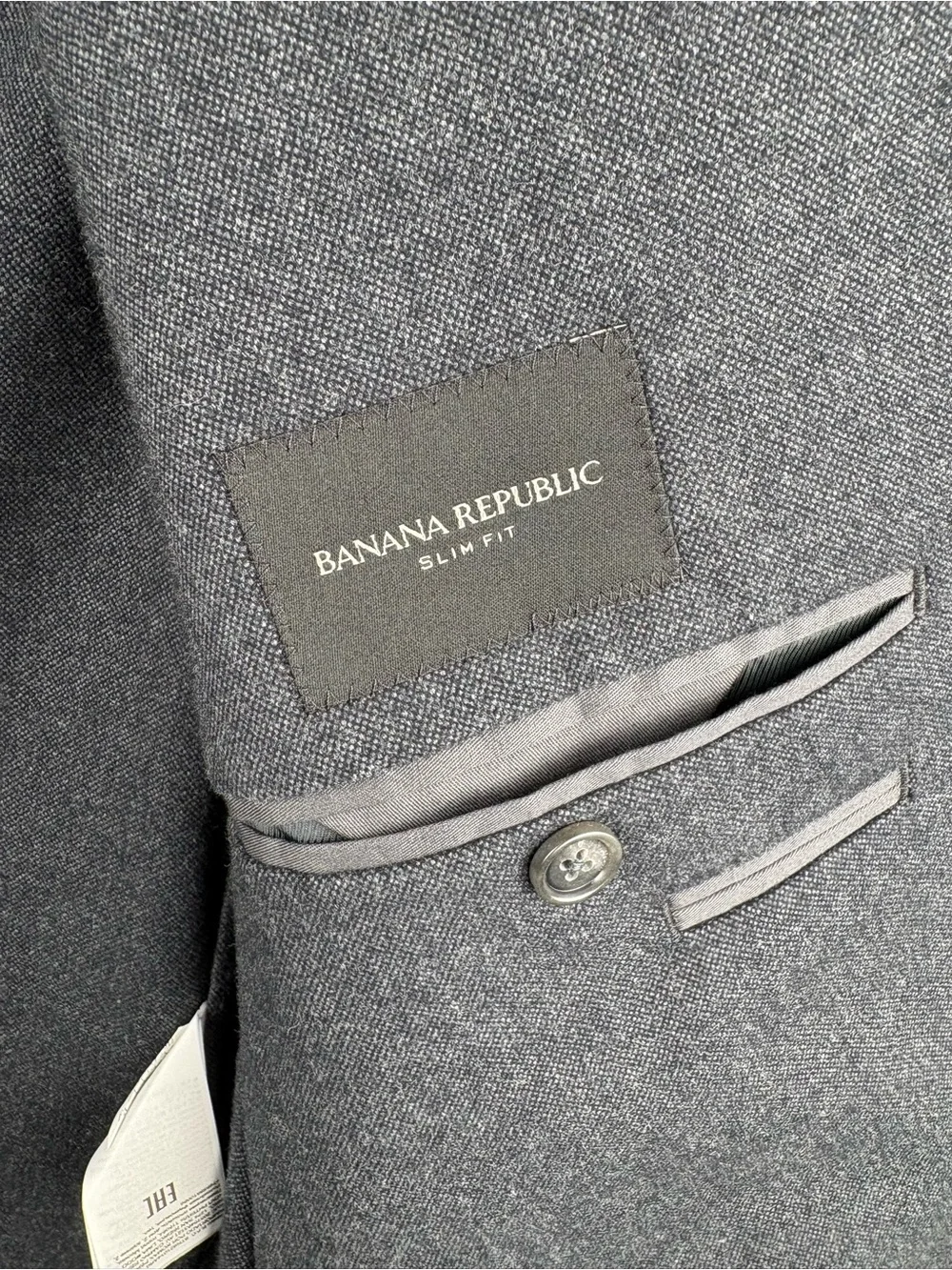 Banana Republic Slim Fit Blazer Men’s 40R Cotton Gray Patch Pocket 2 Buttons